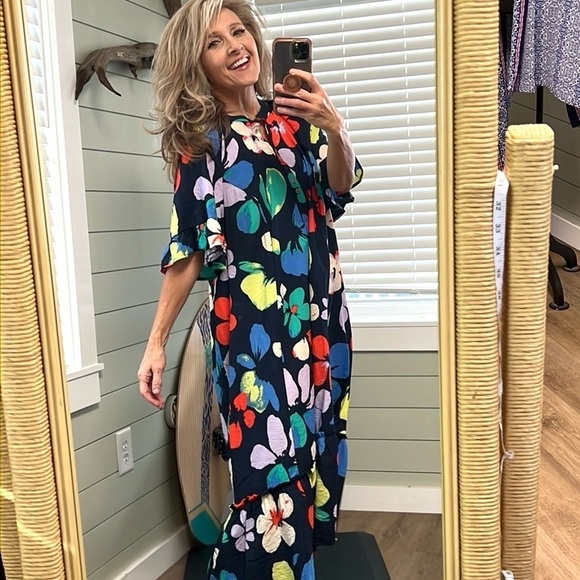 Terra & Sky, VIBRANT Women's Plus Size Tiered Dress with Ruffle Sleeves, Size 1X - Picture 1 of 17